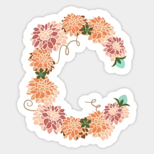 Letter C Floral Sticker